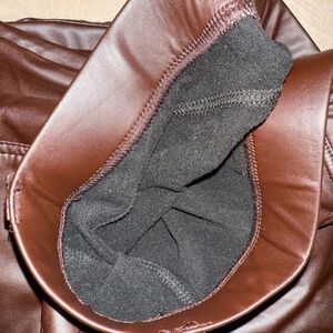 Butt Lifting Lined Brown Faux Leather Pants